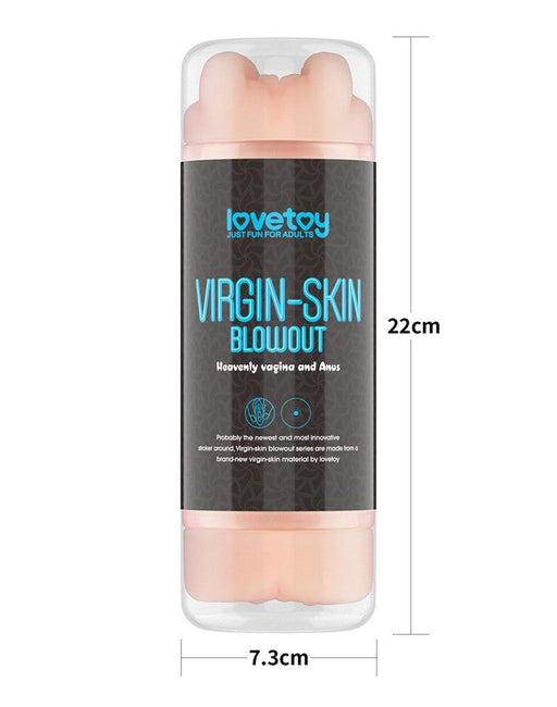 Lovetoy - Virgin-Skin Blowout - Dubbelzijdige Stroker Masturbator - Vagina en Anus - Lichte Huidskleur-Erotiekvoordeel.nl