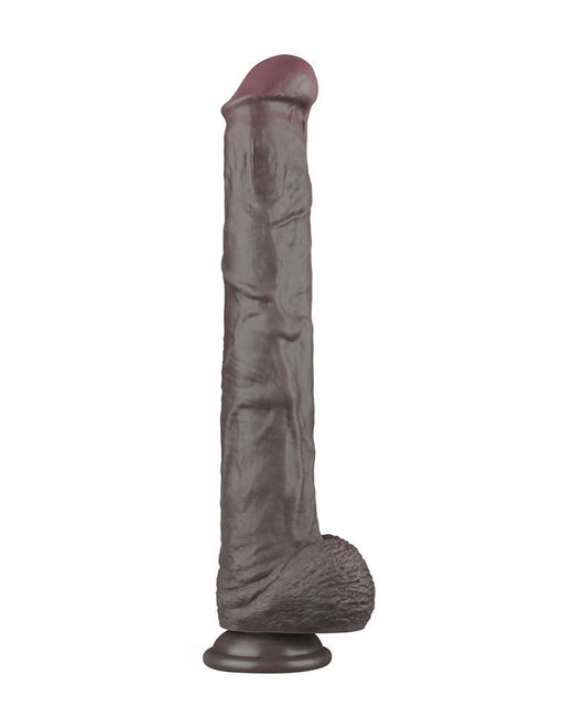 LoveToy - Nature Cock - Dubbellaags Buigbare XXL Dildo - 37,5 cm - Bruin-Erotiekvoordeel.nl