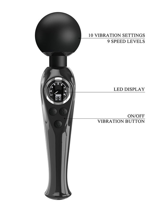 Pretty Love - Skyler - Wand Vibrator - Met LCD Display - Zwart-Erotiekvoordeel.nl