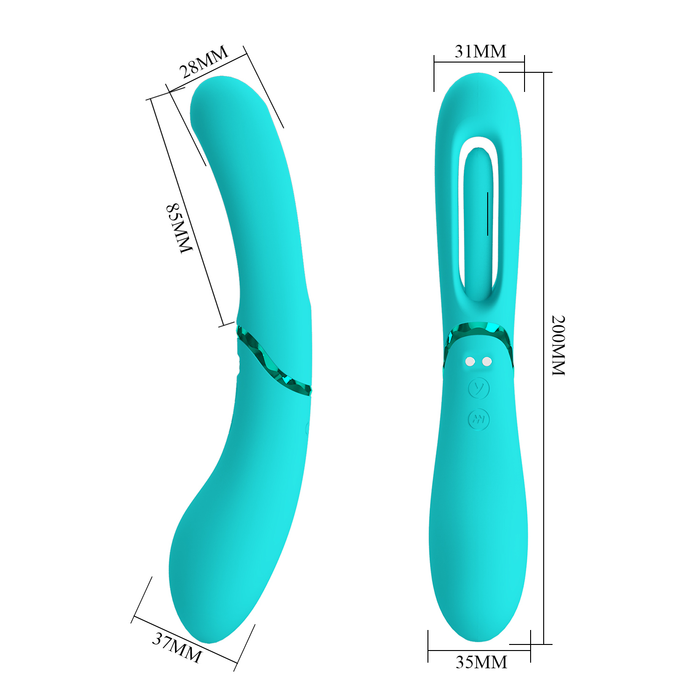 Pretty Love - Romance Lexie - Vibrator met Wiebelend Tongetje - Turquoise-Erotiekvoordeel.nl