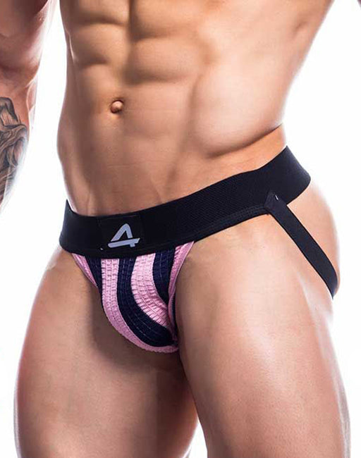 Cut4Men - Sexy Jockstrap - Stripe - Roze/Zwart-Erotiekvoordeel.nl