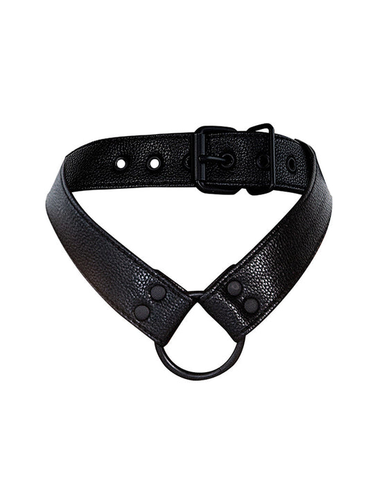 Cut4Men - Wetlook Collar met strap en Cockring - Zwart-Erotiekvoordeel.nl