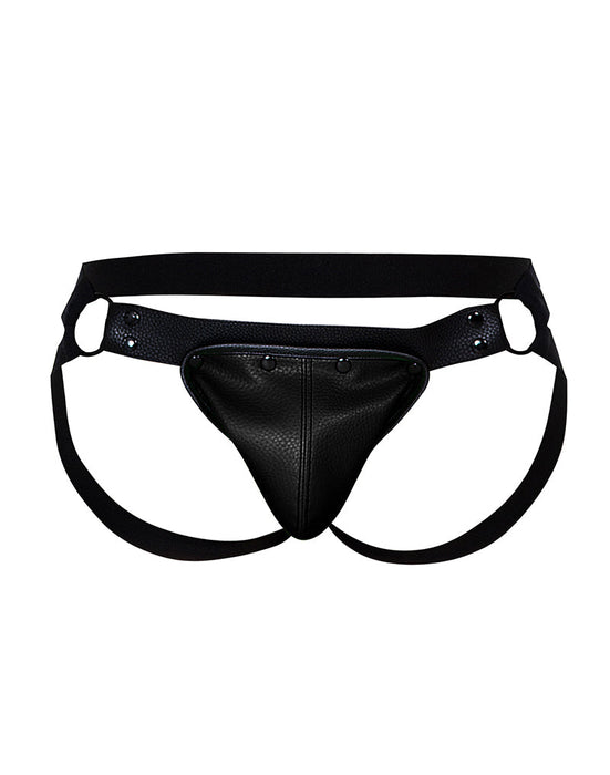 Cut4Men - Jock Snap - Jockstrap met Drukknoopjes - PU-Leder - Zwart-Erotiekvoordeel.nl