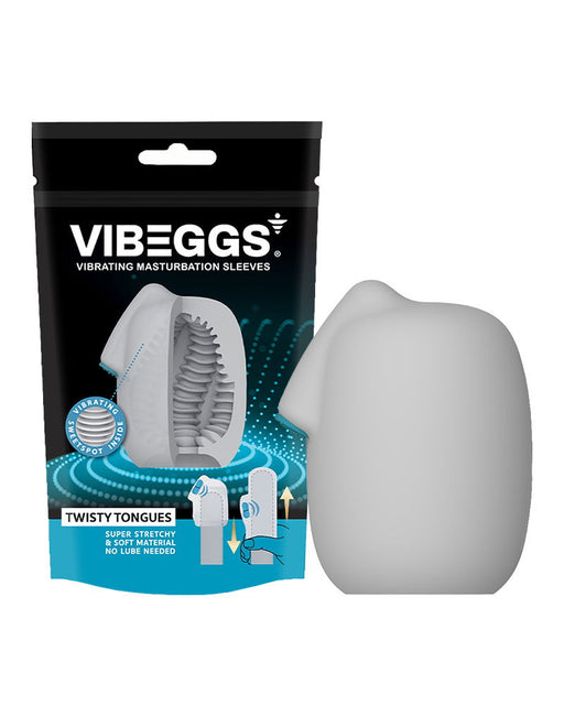 VIBEGGS - Twisty Tongues - Vibrerende Masturbatie Sleeve èn Vinger Vibrator - Wit-Erotiekvoordeel.nl