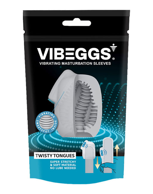 VIBEGGS - Twisty Tongues - Vibrerende Masturbatie Sleeve èn Vinger Vibrator - Wit-Erotiekvoordeel.nl