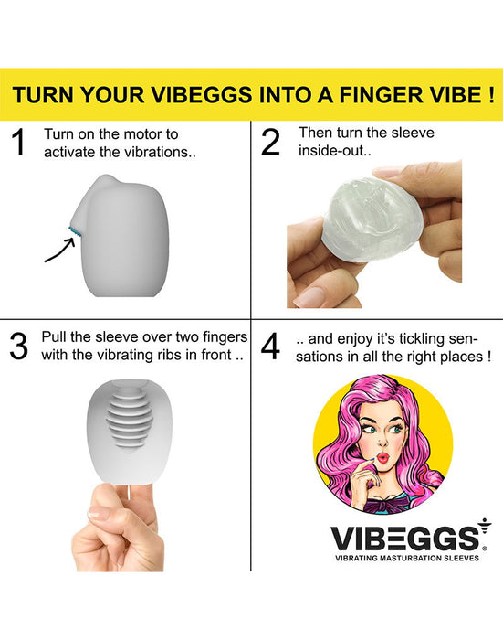 VIBEGGS - Twisty Tongues - Vibrerende Masturbatie Sleeve èn Vinger Vibrator - Wit-Erotiekvoordeel.nl