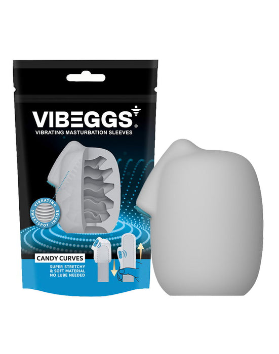 VIBEGGS - Candy Curves - Vibrerende Masturbatie Sleeve èn Vinger Vibrator - Wit-Erotiekvoordeel.nl