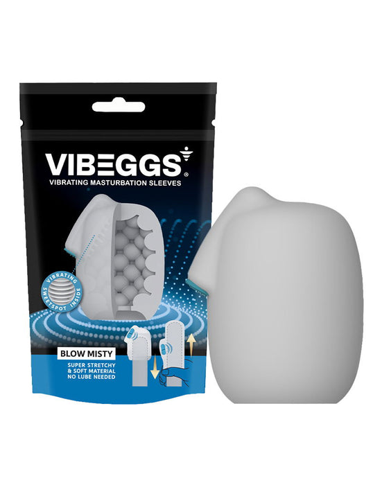 VIBEGGS - Blow Misty - Vibrerende Masturbatie Sleeve èn Vinger Vibrator - Wit-Erotiekvoordeel.nl