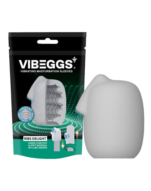 VIBEGGS - Ribs Delight - Vibrerende Masturbatie Sleeve èn Vinger Vibrator - Wit-Erotiekvoordeel.nl