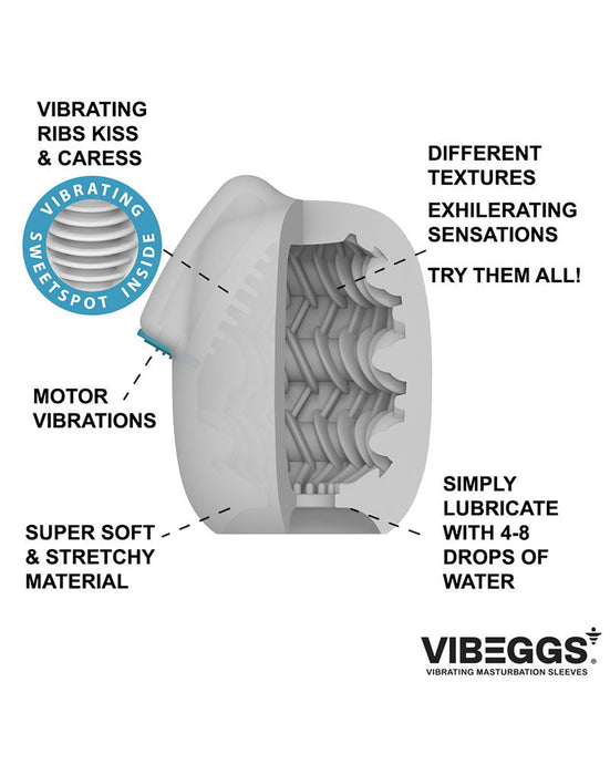 VIBEGGS - Ribs Delight - Vibrerende Masturbatie Sleeve èn Vinger Vibrator - Wit-Erotiekvoordeel.nl