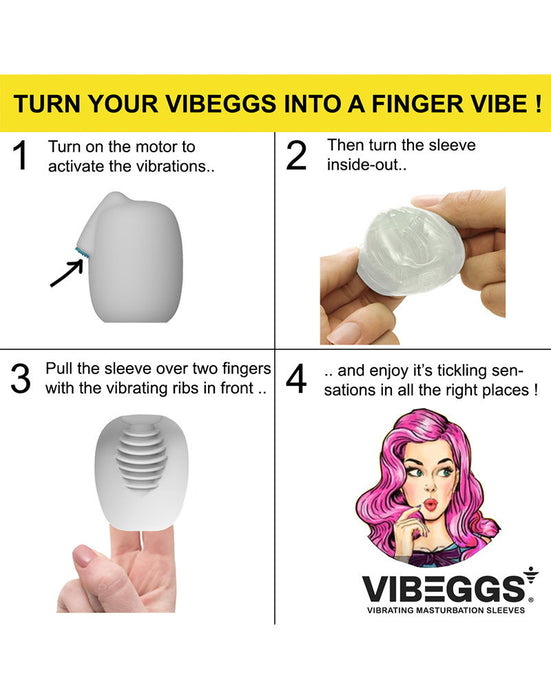 VIBEGGS - Ribs Delight - Vibrerende Masturbatie Sleeve èn Vinger Vibrator - Wit-Erotiekvoordeel.nl