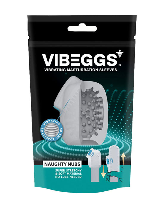 VIBEGGS - Naughty Nubs - Vibrerende Masturbatie Sleeve èn Vinger Vibrator - Wit-Erotiekvoordeel.nl