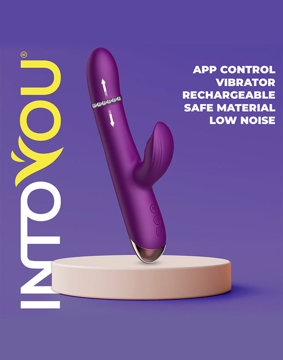 Intoyou - Sendel - Rabbit Vibrator met Bewegende Kralenring en App Control - Paars-Erotiekvoordeel.nl