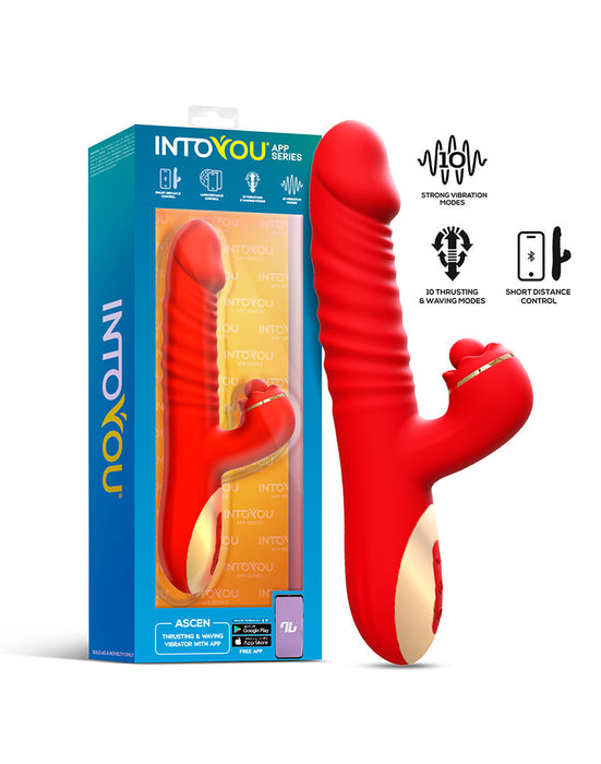 Intoyou - Ascen - Rabbit Vibrator - Stotende en Oscillerende Rabbit Vibrator met App Control - Rood-Erotiekvoordeel.nl