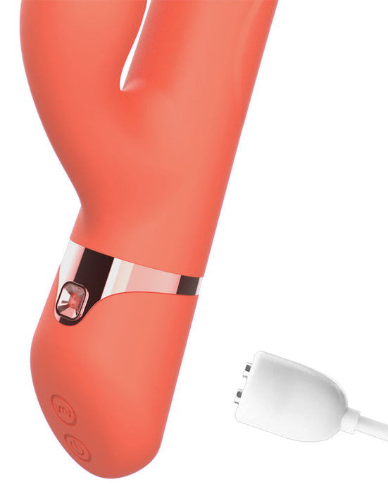 Intoyou - Mindy - Tapping Rabbit Vibrator met Klop-functie en App - Koraal Oranje-Erotiekvoordeel.nl