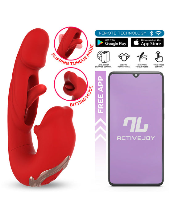 Intoyou - Mouty - Bitting & Flipping Rabbit Vibrator met App - Rood-Erotiekvoordeel.nl