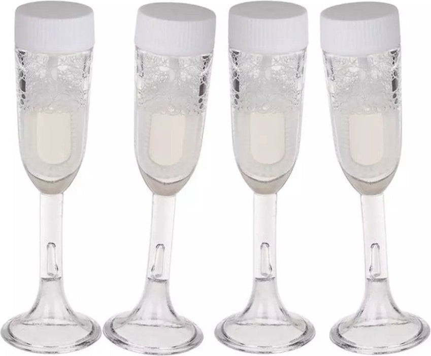 4x Bruiloft bellenblaas champagne glazen - 4 x 10 cm - Bellenblazen - Trouwerij/huwelijk - Bruiloftsgasten feestartikelen-Erotiekvoordeel.nl