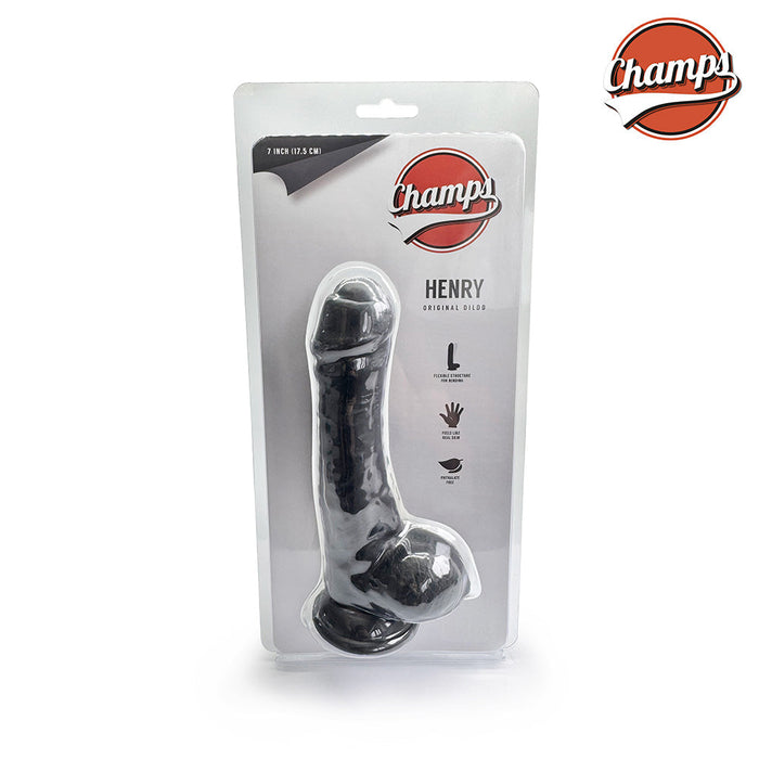 Champs - Henry Original Dildo - 17.5 cm - zwart-Erotiekvoordeel.nl