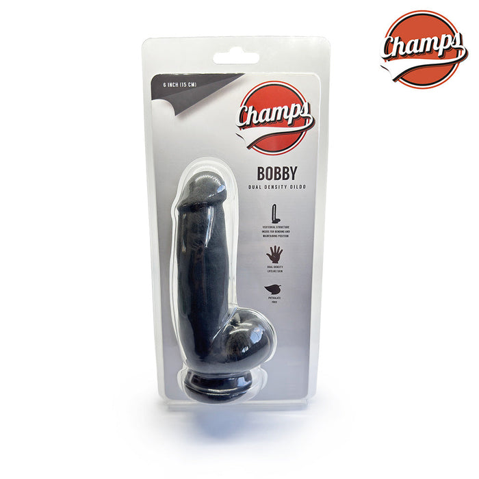 Champs - Bobby Dual Density Dildo - 15 cm - Zwart-Erotiekvoordeel.nl