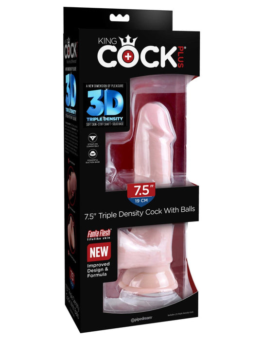 Pipedream - King Cock - Triple Density Dildo with Scrotum - 19 cm