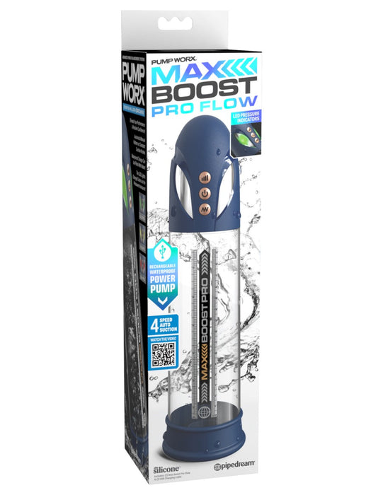 Pipedream - Pump Worx Max Boost Pro Flow - Blauw/Transparant-Erotiekvoordeel.nl