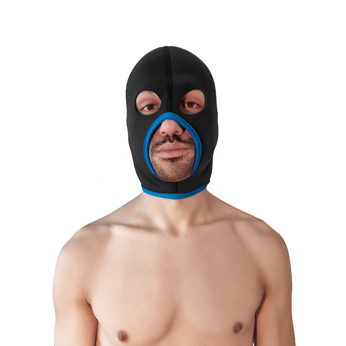 Brutus - Neoprene Face Fucker Hood - Met Oogopeningen - Zwart/Blauw-Erotiekvoordeel.nl