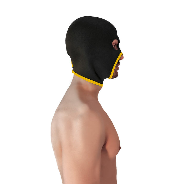 Brutus - Neoprene Face Fucker Hood - Met Oogopeningen - Zwart/Geel-Erotiekvoordeel.nl