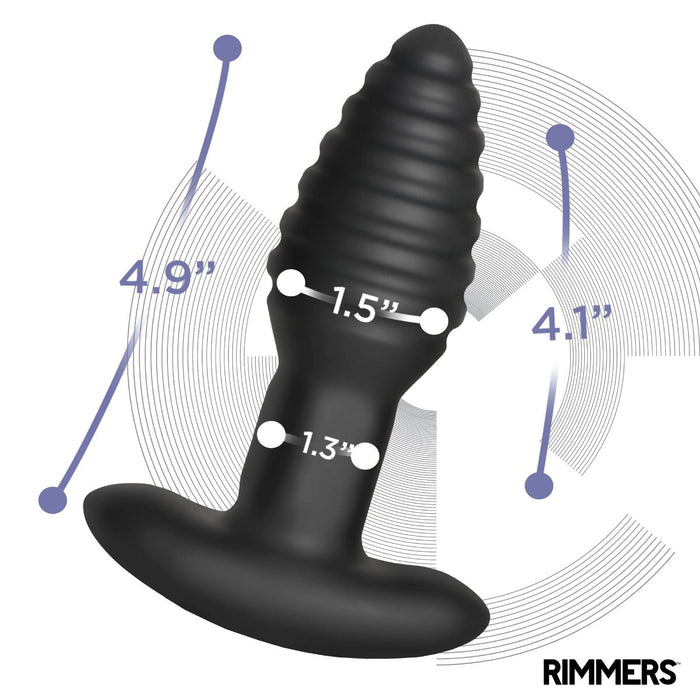 Rimmers - Model E - Vibrerende en Roterende Geribbelde Buttplug met Afstandsbediening - Zwart-Erotiekvoordeel.nl