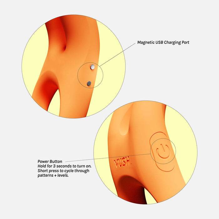 Vush - Orb Pleasure Ring - Vibrerende Cockring met Stimulerende Oren - Oranje-Erotiekvoordeel.nl