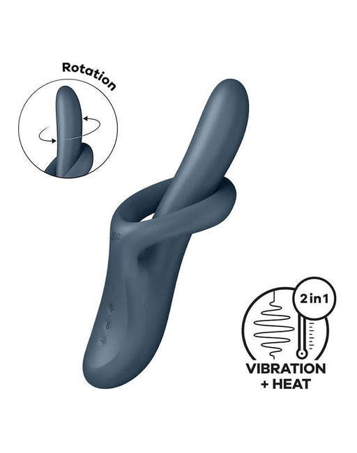 Satisfyer - Heat Flex 4 - Verwarmende Rabbit Vibrator - Grijs-Erotiekvoordeel.nl