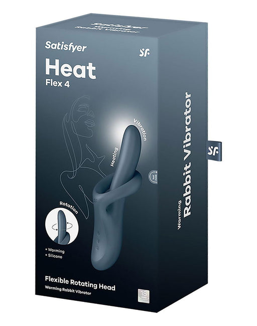 Satisfyer - Heat Flex 4 - Verwarmende Rabbit Vibrator - Grijs-Erotiekvoordeel.nl