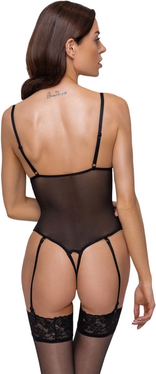 Cottelli Collection – Kruisloze Body – Zwart – L-Erotiekvoordeel.nl