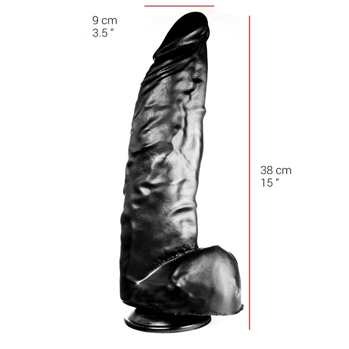 515 line - Dildo - 38 x 9 cm Met Zuignap - Zwart-Erotiekvoordeel.nl