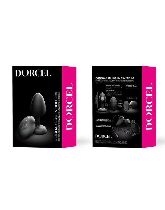 Dorcel - Vibrerende Geisha Infinite Buttplug met Bewegende Metalen Kogel - Zwart - Met Afstandsbediening-Erotiekvoordeel.nl