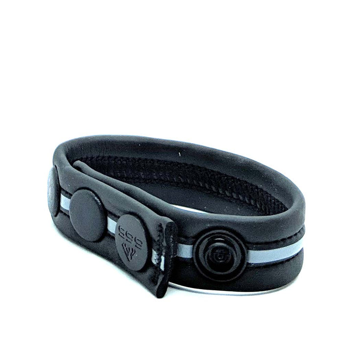 665 - Ball Strap - Cockring - Neoprene Racer Gun Strap - Zwart/Grijs-Erotiekvoordeel.nl