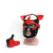 665 - Bondage Pup Hood Black Red - Puppy Play Hood - Masker - Zwart Rood - PU Leer - One Size-Erotiekvoordeel.nl