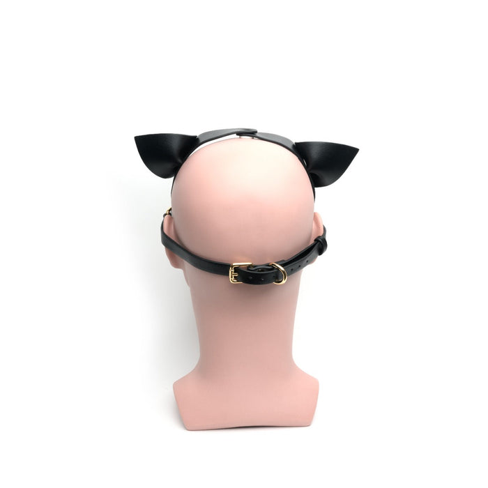 665 - Bondage Pup Hood Black White - Zwart Witte Puppy Play Hood - PU Leer - One Size-Erotiekvoordeel.nl