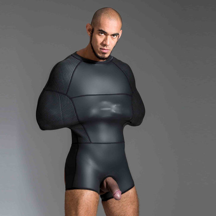 665 - Dwangbuis - Isoleerhemd - Dwangjas van Neopreen - Zwart - Verschillende Maten - Neoprene Pod Suit-Erotiekvoordeel.nl