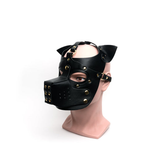 665 - Bondage Puppy Hood - Dog Play - PU Leer - One Size - Zwart-Erotiekvoordeel.nl