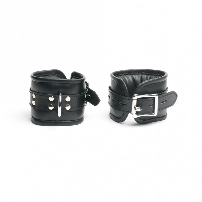 665 Leather - Afsluitbare Leren Pols Boeien - Heavy Duty Lockable Wrist Restraints-Erotiekvoordeel.nl