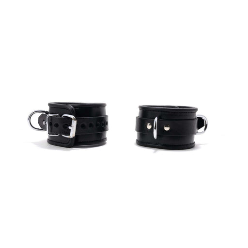 665 Leather - Enkelboeien - Gevoerde en Afsluitbare Enkelboeien - Zwart - Padded Locking Ankle Restraints Black-Erotiekvoordeel.nl