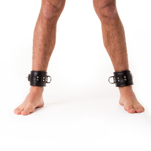 665 Leather - Enkelboeien - Leer - Zwart - Heavy Duty Lockable Ankle Restraints-Erotiekvoordeel.nl