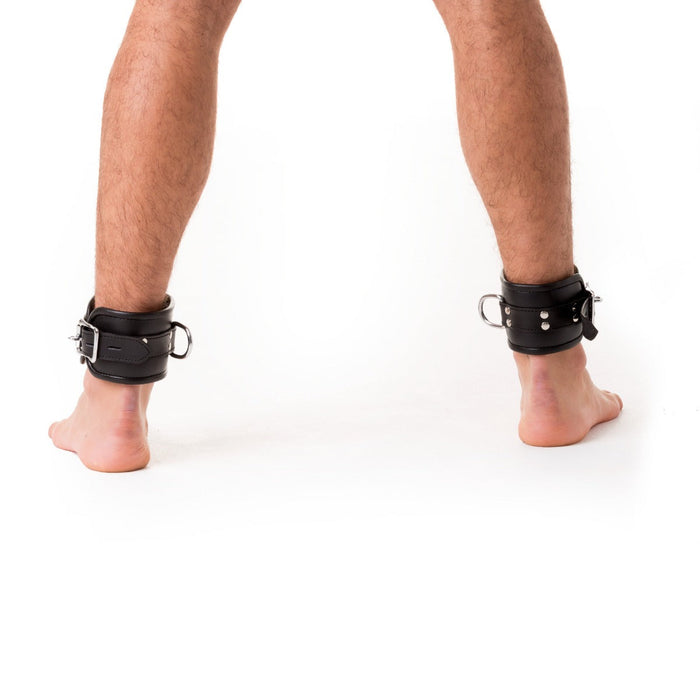 665 Leather - Enkelboeien - Leer - Zwart - Heavy Duty Lockable Ankle Restraints-Erotiekvoordeel.nl