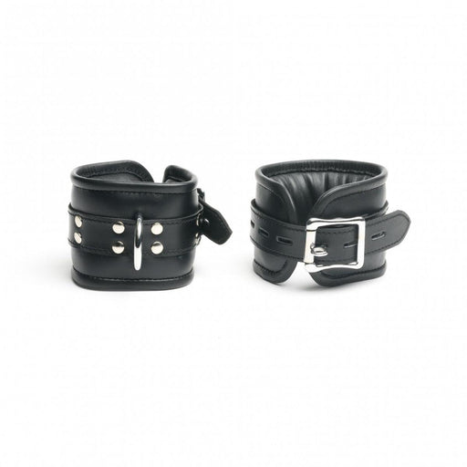 665 Leather - Enkelboeien - Leer - Zwart - Heavy Duty Lockable Ankle Restraints-Erotiekvoordeel.nl