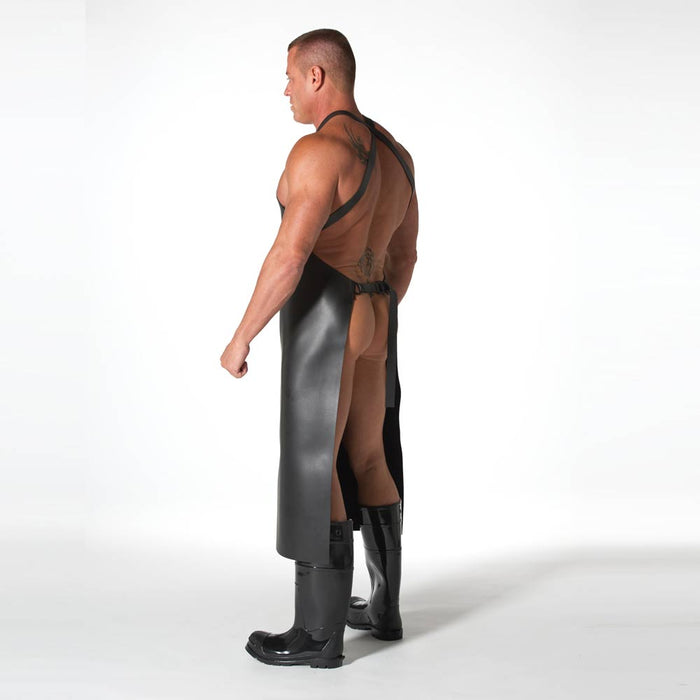 665 Leather - Erotisch Schort - Neoprene Apron - Zwart - One Size-Erotiekvoordeel.nl