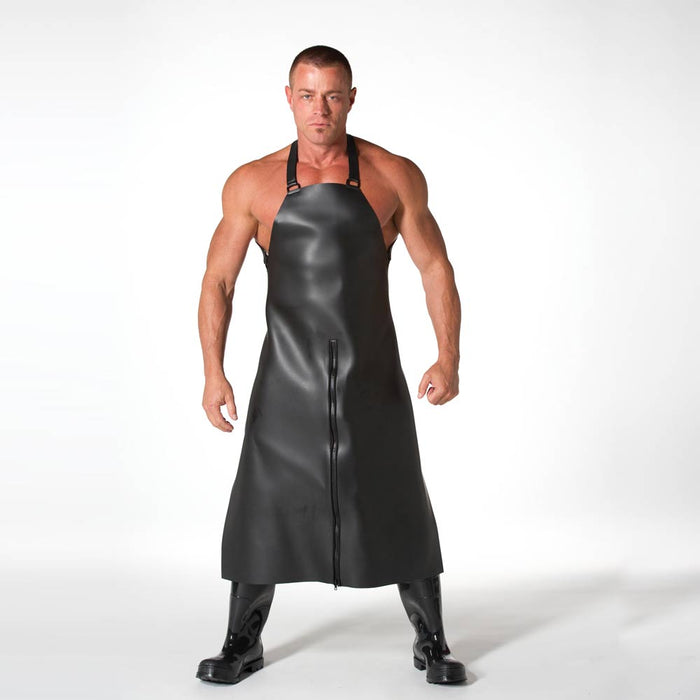 665 Leather - Erotisch Schort - Neoprene Apron - Zwart - One Size-Erotiekvoordeel.nl