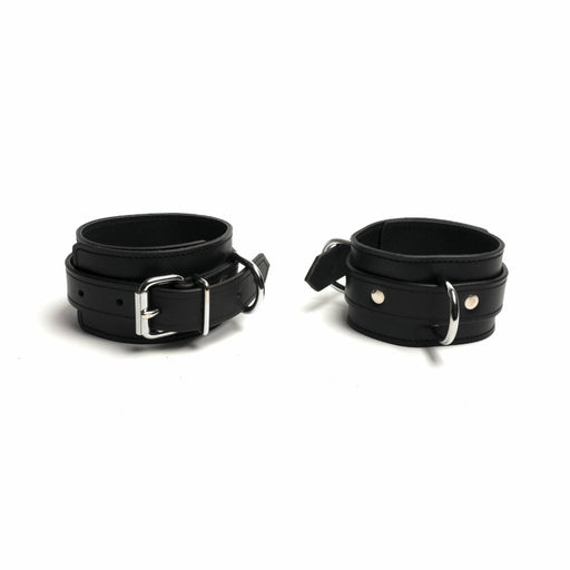 665 Leather - Leren Enkelboeien met D-Ring - Lined Ankle Restraints-Erotiekvoordeel.nl