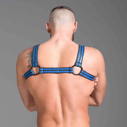 665 Neopreen - Riemenbody - Body Harnas - Neoprene Bulldog Harness - Blauw-Erotiekvoordeel.nl