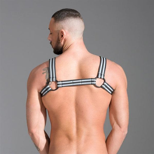 665 Neopreen - Riemenbody - Neoprene Bulldog Harness - Grijs-Erotiekvoordeel.nl