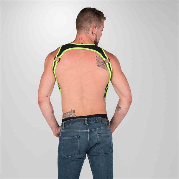 665 Neoprene - Riemenbody - Bretels - Zwart Groen - Verkrijgbaar in 2 maten - Heckler Harness Black / Green-Erotiekvoordeel.nl